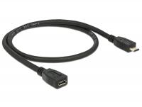 Delock Extension cable USB 2.0 type Micro-B male USB 2.0 type Micro-B female 0.5 m