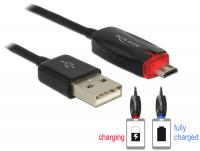 Delock Data- and power cable USB 2.0-A male Micro USB-B male with LED indication