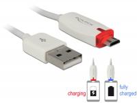 Delock Data- and power cable USB 2.0-A male Micro USB-B male with LED indication white