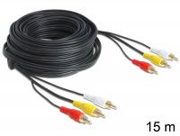 Delock Cable Audio Video 3 x RCA male male 15 m
