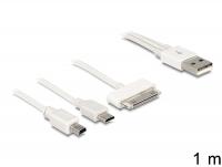 Delock USB Multi Charging Cable 1 x 30 Pin Apple Samsung, 1 x Mini USB, 1 x Micro USB