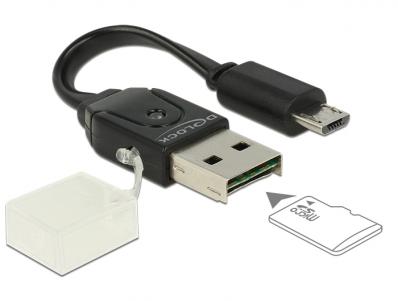 Delock Cable Micro USB OTG male USB A male incl. Micro SD Card Reader