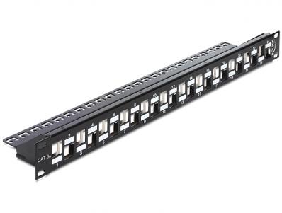 Delock 19 Keystone Patch Panel 24 Port staggered black