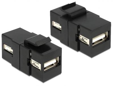 Delock Keystone module USB 2.0 A female USB 2.0 A female black