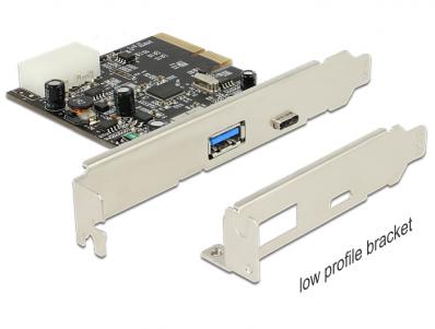 Delock PCI Express x4 Card 1 x external USB Type-Câ¢ female + 1 x external type A female SuperSpeed USB 10 Gbps (USB 3.1, Gen 