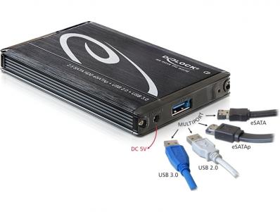 Delock 2.5 External Enclosure SATA HDD Multiport USB 3.0 + eSATAp