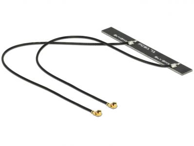 Delock Twin Antenna WLAN MHFU.FL-LP-068 Compatible Plug 802.11 acahbgn 5 dBi 2x 150 mm PCB Internal Self-Adhesive