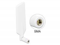 Delock LTE Antenna SMA 0.5 ~ 3 dBi Omnidirectional Rotatable With Flexible Joint White