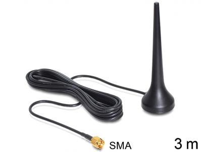 Delock GSM Quadband Antenna SMA 2 dBi Omnidirectional With Magnetic Stand Fixed Black Outdoor