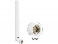 Delock LTE Antenna SMA 1 ~ 2.5 dBi Omnidirectional With Flexible Joint White