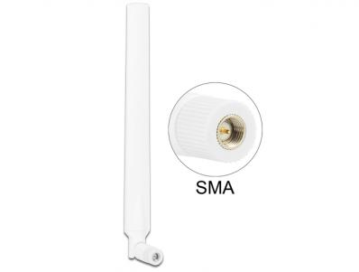 Delock LTE Antenna SMA 0 ~ 4 dBi Omnidirectional Rotatable with Flexible Joint white