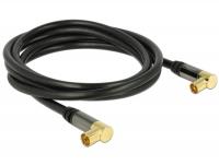Delock Antenna Cable IEC Plug Angled IEC Jack Angled RG-6U 2 m black