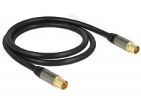 Delock Antenna Cable IEC Plug IEC Jack RG-6U 1 m black