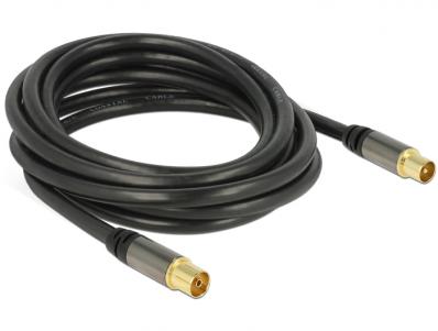 Delock Antenna Cable IEC Plug IEC Jack RG-6U 3 m black