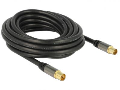 Delock Antenna Cable IEC Plug IEC Jack RG-6U 5 m black