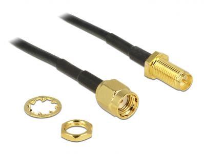 Delock Antenna Cable RP-SMA Plug RP-SMA Jack Bulkhead 200 mm