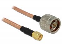 Delock Antenna Cable N Plug SMA Plug RG-142 1 m low loss