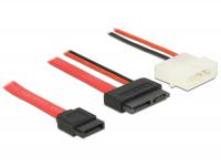 Delock Cable Slim SATA female SATA 7 pin + 2 pin power male 15 cm