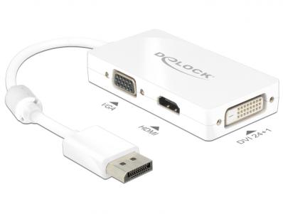 Adapterkabel DisplayPort 1.1 Stecker 1 x VGA + 1 x HDMI + 1 x DVI 24+1 weiÃ Delock