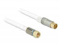 Delock Antenna Cable F Plug IEC Jack RG-6U Quad Shield 1 m White Premium