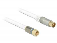 Delock Antenna Cable F Plug IEC Plug RG-6U Quad Shield 10 m White Premium