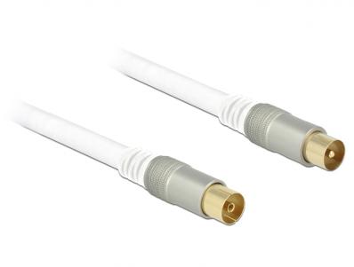 Delock Antenna Cable IEC Plug IEC Jack RG-6U Quad Shield 1 m White Premium