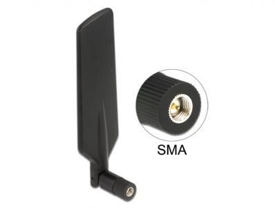 Delock LTE WLAN Dual Band Antenna SMA 1 ~ 4 dBi omnidirectional rotatable with flexible joint black