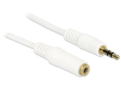 Delock Stereo Jack Extension Cable 3.5 mm 3 pin male female 2 m white