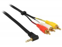 Delock Cable Stereo jack 3.5 mm 4 pin male angled 3 x RCA male 1.5 m
