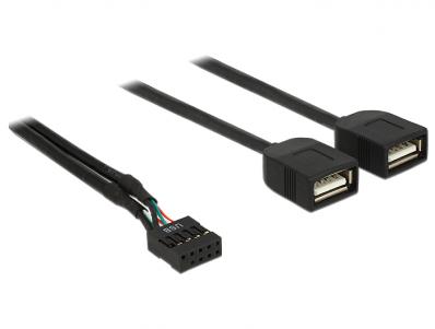 Delock Cable USB 2.0 type-A 2 x female to pin header 40 cm