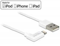 USB data and power cable for iPhoneâ¢, iPadâ¢, iPodâ¢ white angled 1 m