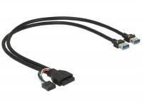 Delock Cable USB 3.0 pin header female + USB 2.0 pin header female 2 x USB 3.0 A female 45 cm
