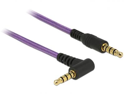 Delock Stereo Jack Cable 3.5 mm 4 pin male male angled 1 m purple