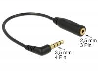 Delock Audio Cable Stereo jack 3.5 mm 4 pin male Stereo jack 2.5 mm 3 pin female angled