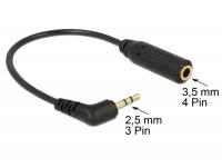 Delock Audio Cable Stereo jack 2.5 mm 3 pin male Stereo jack 3.5 mm 4 pin female angled
