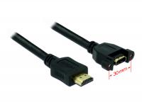 Delock Cable HDMI A male HDMI A female panel-mount 1 m