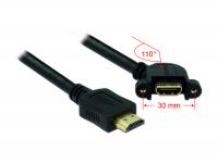 Delock Cable HDMI A male HDMI A female panel-mount 110 angled 1 m