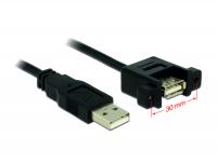 Delock Cable USB 2.0 Type-A male USB 2.0 Type-A female panel-mount 1 m