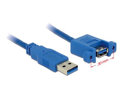 Delock Cable USB 3.0 Type-A male USB 3.0 Type-A female panel-mount 1 m