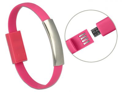 Delock USB Bracelet USB 2.0 Type-A male USB 2.0 Micro-B male pink 22 cm
