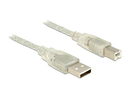 Delock Cable USB 2.0 Type-A male USB 2.0 Type-B male 3 m transparent