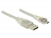 Delock Cable USB 2.0 Type-A male USB 2.0 Micro-B male 0.5 m transparent