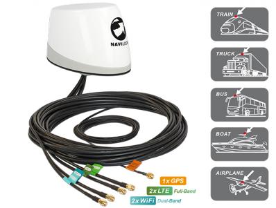 Navilock NL-400 Multiband GNSS LTE-MIMO WLAN-MIMO IEEE 802.11 acahbgn Antenne 5 x RP-SMA omnidirektional roof mount outdoor