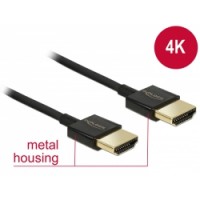 Delock Cable High Speed HDMI with Ethernet - HDMI-A male - HDMI-A male 3D 4K 2m Slim Premium