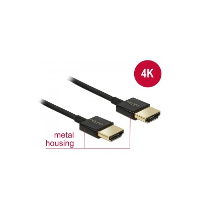 Delock Cable High Speed HDMI with Ethernet - HDMI-A male - HDMI-A male 3D 4K 3m Slim Premium