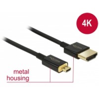 Delock Cable High Speed HDMI with Ethernet - HDMI-A male - HDMI Micro-D male 3D 4K 3m Slim Premium