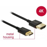 Delock Cable High Speed HDMI with Ethernet - HDMI-A male - HDMI Mini-C male 3D 4K 1m Slim Premium