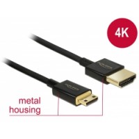 Delock Cable High Speed HDMI with Ethernet - HDMI-A male - HDMI Mini-C male 3D 4K 1.5m Slim Premium