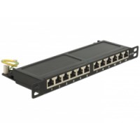 Delock 10″ Patch Panel 12 Port Cat.6A 0.5 U black