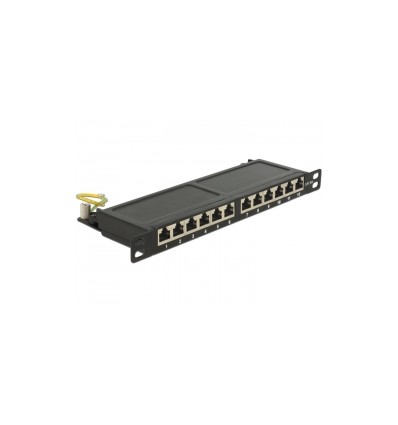 Delock 10″ Patch Panel 12 Port Cat.6A 0.5 U black